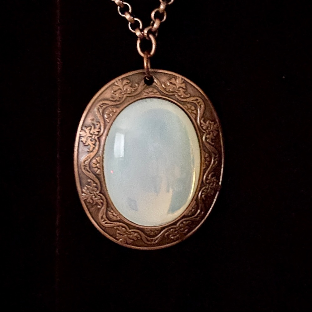 Vintage Elegant Solid Copper & Opalite Necklace P… - image 6